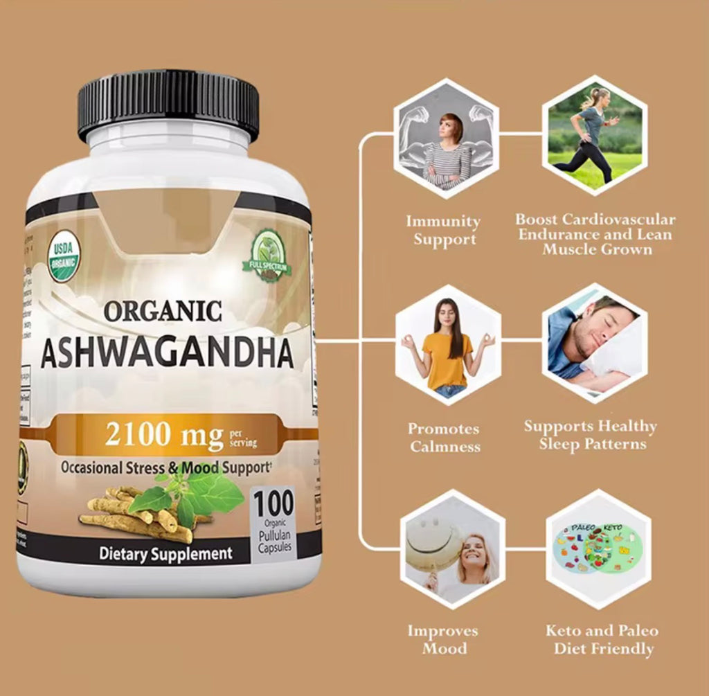 Organic Ashwagandha 2100mg -100 capsules